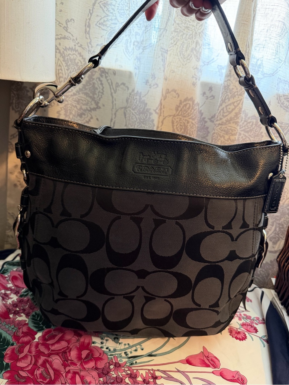 Coach Zoe Signature Jacquard Large Shoulder Bag